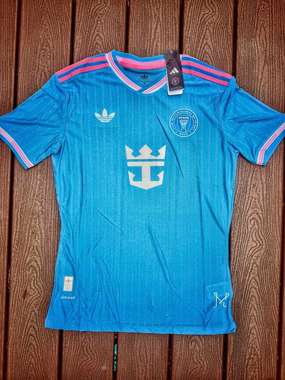 adidas Blue and Pink Miami-Style Soccer Jersey